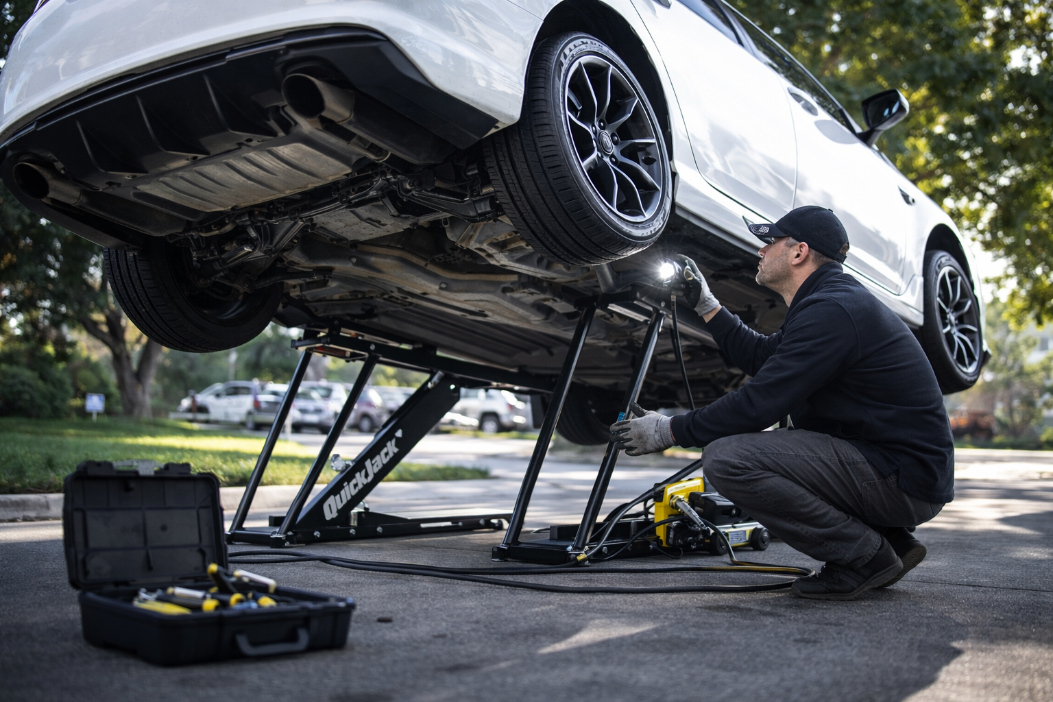 Inspección pre-compra de vehículo con elevador